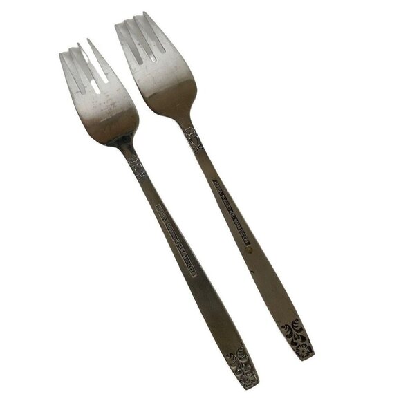 Rogers by Stanley Roberts Danesmore 2 Dinner Forks Satin Stainless Steel 1970s - Picture 2 of 4